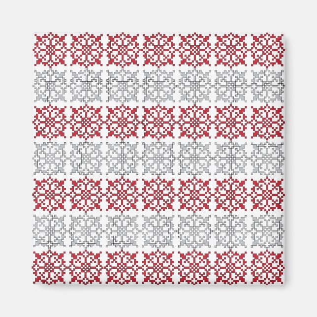 Traditionellt lettiskt SOL-tecken geometriskt möns Magnet (Framsidan)