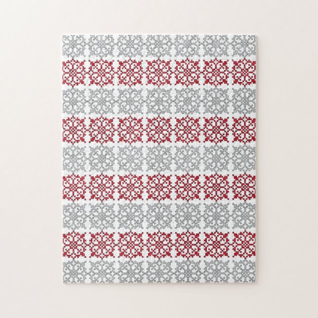 Traditionellt lettiskt SOL-tecken geometriskt möns Pussel (Vertikal)