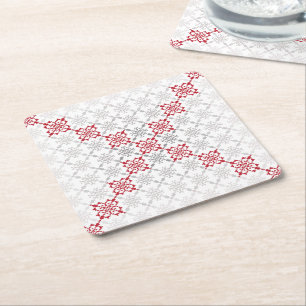 Traditionellt lettiskt SOL-tecken geometriskt möns Underlägg Papper Kvadrat