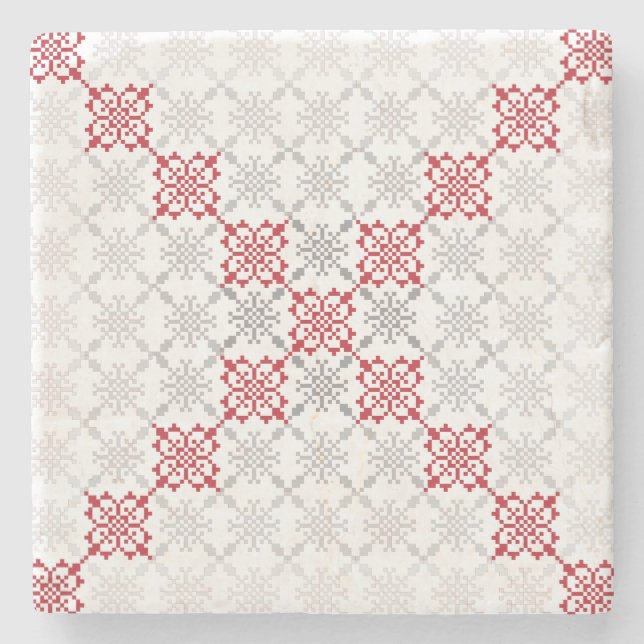 Traditionellt lettiskt SOL-tecken geometriskt möns Underlägg Sten (Framsidan)