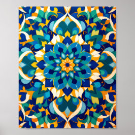 Traditionellt marockanskt Zillij geometriskt kakel Poster