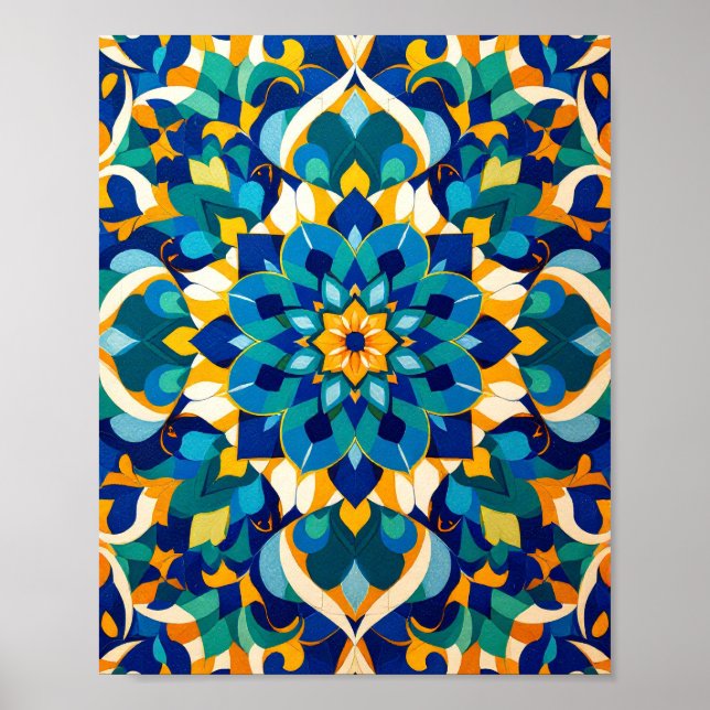 Traditionellt marockanskt Zillij geometriskt kakel Poster (Framsidan)