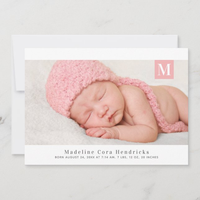 Traditionellt meddelande om fosterfoto i monogram inbjudningar (Framsida)