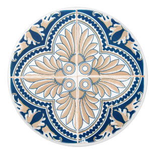 Traditionellt Medelhavsblått och tonplattor Knopp