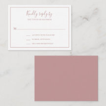 Traditionellt minikort för Dusty Rosa Ro  Bröllop 