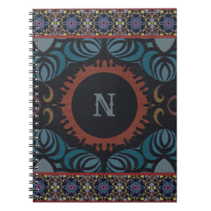 Traditionellt monogram för tidslös elegance-strukt anteckningsbok