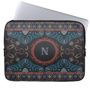 Traditionellt monogram för tidslös elegance-strukt laptop fodral