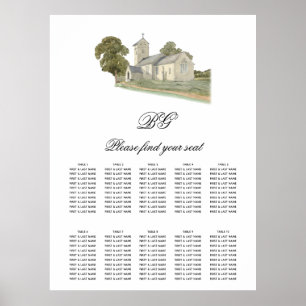 Traditionellt monogram sittdiagram över Bröllop i Poster
