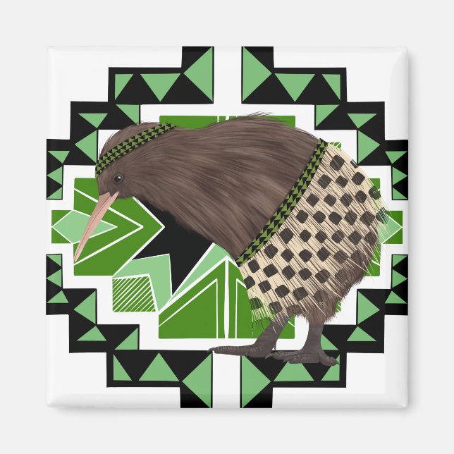 Traditionellt nyzeeländskt fåglar - Kiwi Bird Magnet (Framsidan)