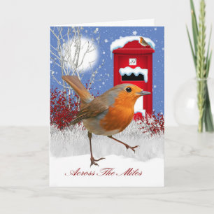 Traditionellt över milesna Robin och brevlåda Helgkort