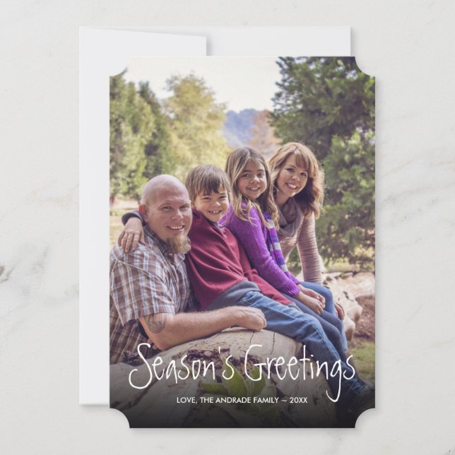 Traditionellt platt Helgdag-foto, rustik jul Julkort (Framsida)