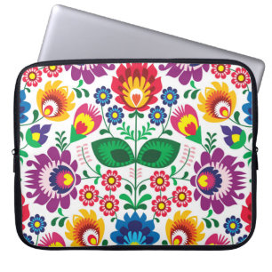 Traditionellt polskt blom- folk broderimönster laptop sleeve