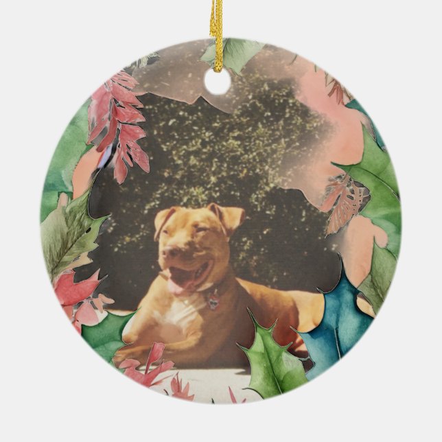 Traditionellt Red and Grönt-Helgdag-foto Julgransprydnad Keramik (Baksidan)