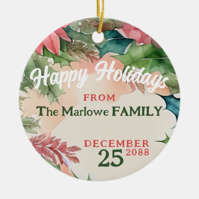 Traditionellt Red and Grönt-Helgdag-foto Julgransprydnad Keramik (Framsidan)