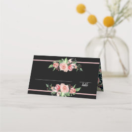 Traditionellt Rosa ros | Svart | Blommigtens utfor Placeringskort