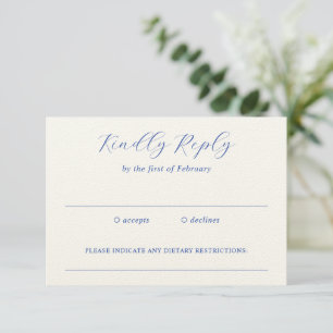 Traditionellt Royal Blue Elegant bröllop OSA Kort