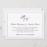 Traditionellt Royal Lila Monogram Formal Bröllop