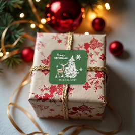 Traditionellt Rustic God jul Fyrkantigt Klistermärke