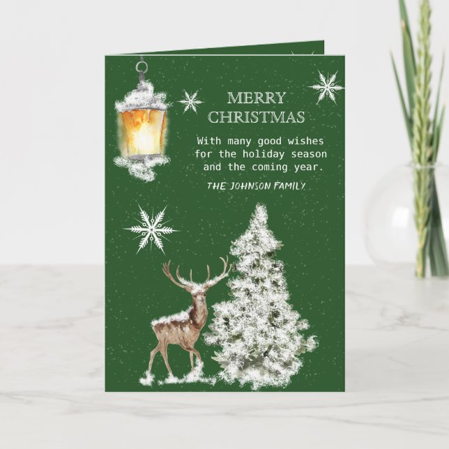 Traditionellt Rustic God jul Kort (Framsida)