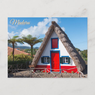 Traditionellt Santana-hus i Madeira, Portugal Vykort