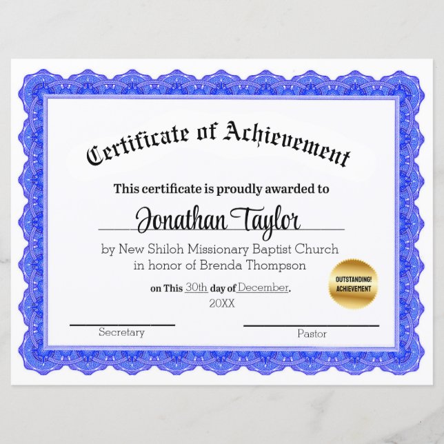 Traditionellt stipendiumcertifikat (Framsida)