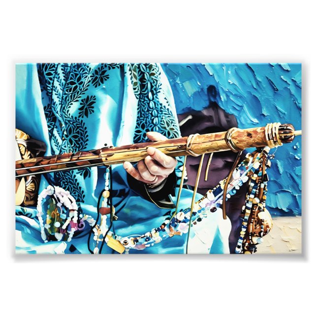 Traditionellt String-instrument med färgstark Pärl Fototryck (Framsidan)