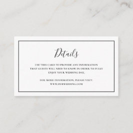 Traditionellt svart och vitt elegant bröllop tilläggskort