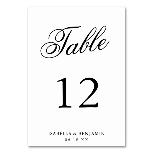 Traditionellt svart och vitt formellt elegant bröl bordsnummer (Framsidan)