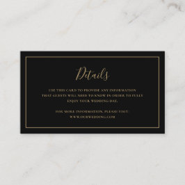 Traditionellt Svarta och Guld Elegant bröllop Tilläggskort