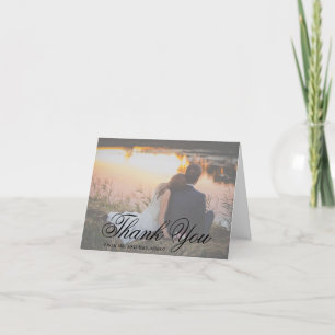 Traditionellt svartvitt och vitt foto Elegant bröl Tack Kort
