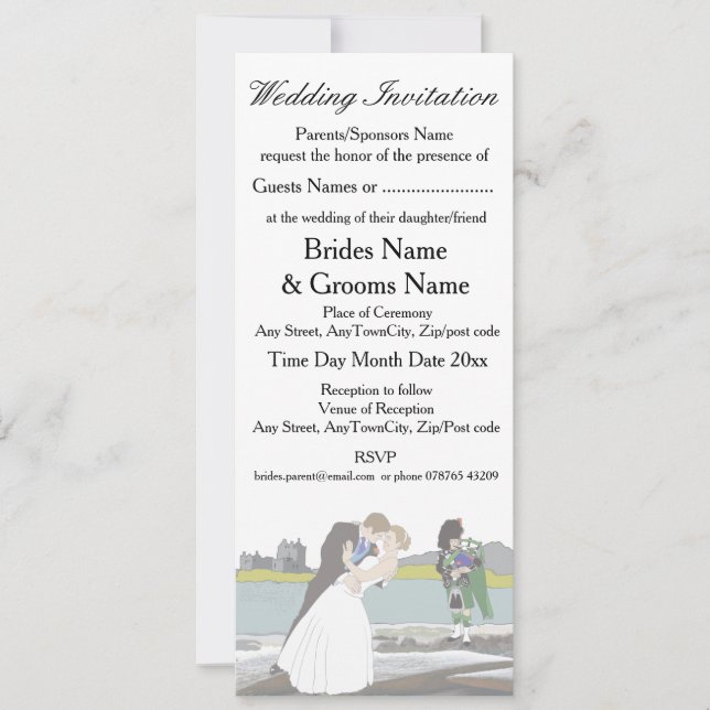 Traditionellt tema för skotska och keltiska Bröllo Inbjudningar (Framsida)