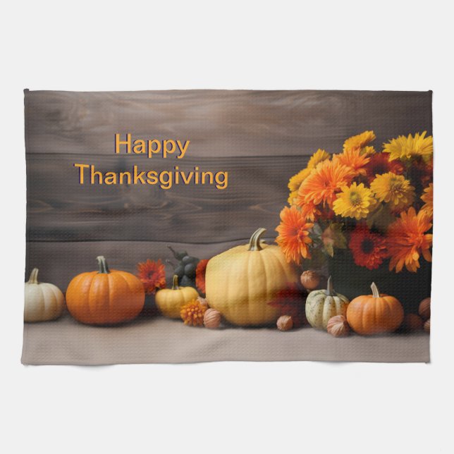 Traditionellt Thanksgiving Kitchen Towel Kökshandduk (Horisontell)