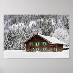 Traditionellt trähus i den Bayern affischen Poster
