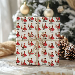 Traditionellt Vintage Katt Jul Inpackningspapper Presentpapper