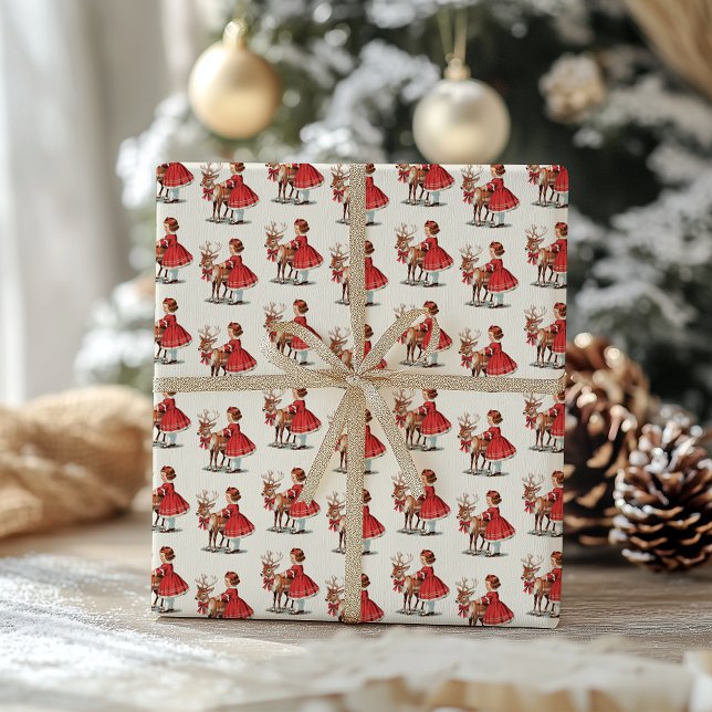 Traditionellt Vintage Katt Jul Inpackningspapper Presentpapper (Skapare uppladdad)