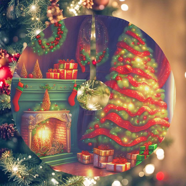 Traditionellt Vintage stil Julgran Julgransmatta Borstad Polyester (Skapare uppladdad)