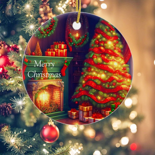 Traditionellt Vintage stil Julgran Julgransprydnad Keramik (Skapare uppladdad)