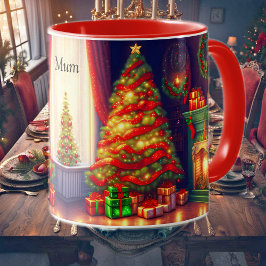 Traditionellt Vintage stil Julgran Mugg