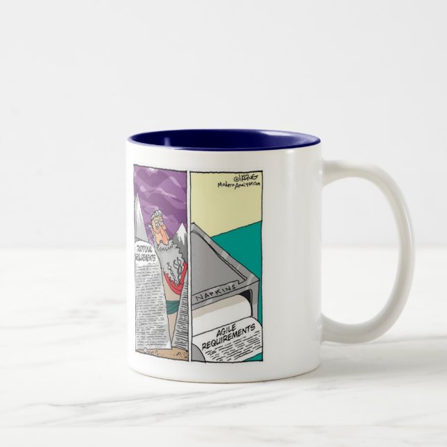 Traditionellt vs. lättrörliga krav Två-Tonad mugg (Höger)