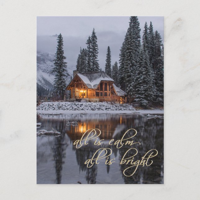 Traditionellt vykort för julgranar på vintertid, H (Framsida)