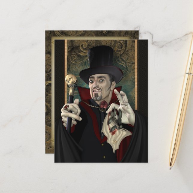 Traditionellt vykort för vampyr (Fram/Back In Situ)