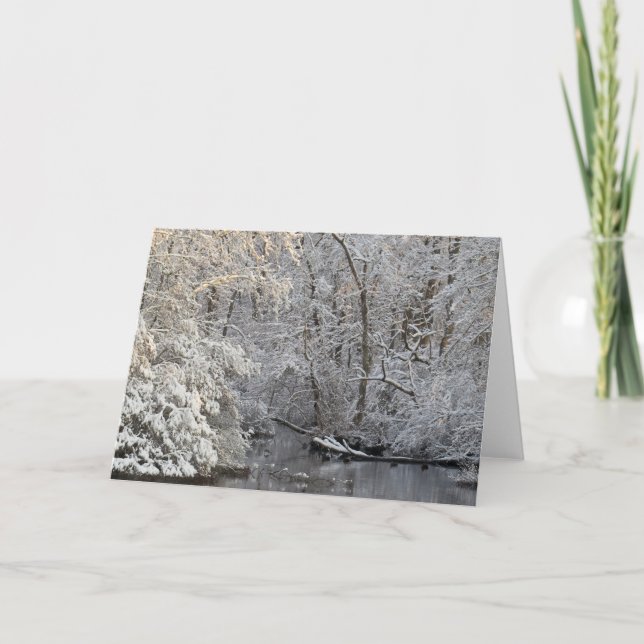 Traditionellt Winter River Scene-kort för Snö Kort (Framsida)