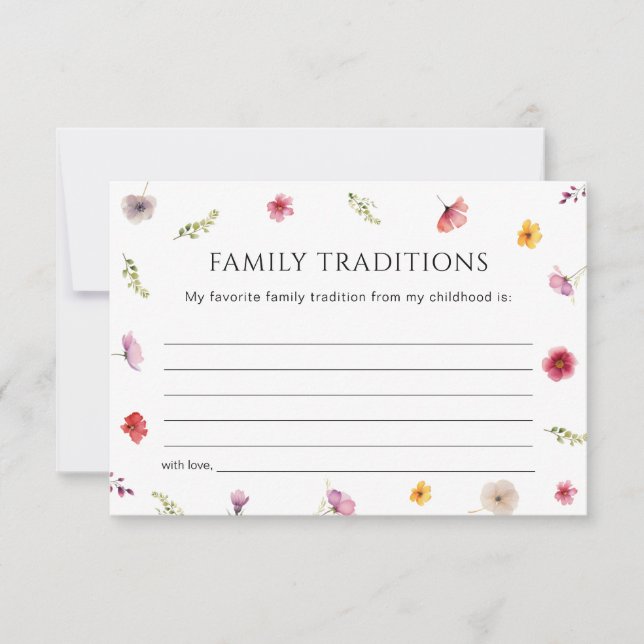 Traditionskort för Wildblomsterbabyskor Inbjudningar (Framsida)