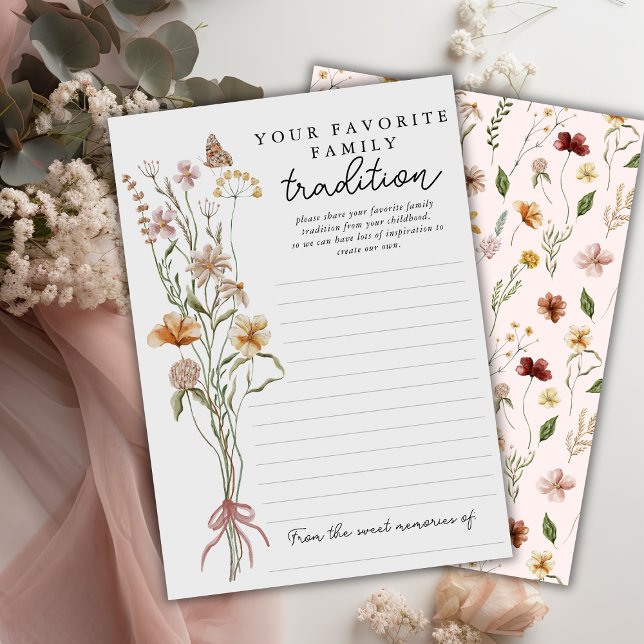 Traditionskort för Wildblomsterbabyskor Inbjudningar (Wildflower Family Tradition Baby Shower Keepsake)