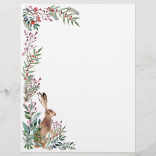 Trädjur, hare, blad, julbär brevhuvud