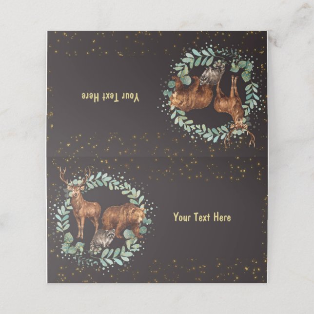 Trädjur Placera kortets matetikett svart Placeringskort (Utvändigt utvikt)