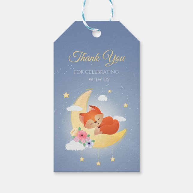 Trädjur söt liten räv tack presentetikett (Framsidan)