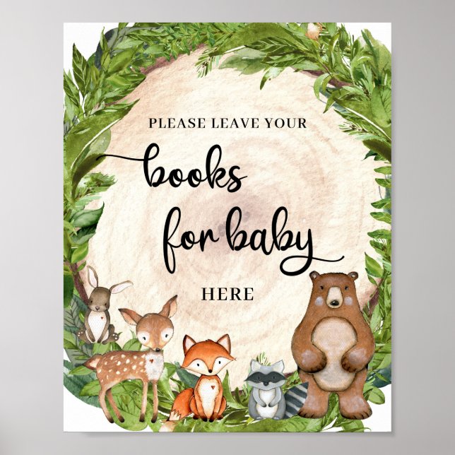 Trädjur, träskiva bokar för baby poster (Framsidan)