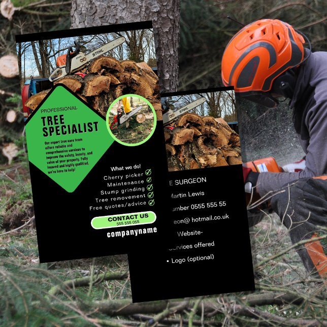 Trädkirurg Visitenkort | Arborist & Trädvård  Visitkort (Skapare uppladdad)