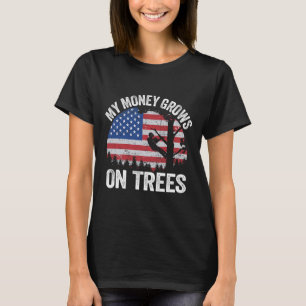 Trädklättring Amerikansk Flagga Arborist Mina Peng T Shirt